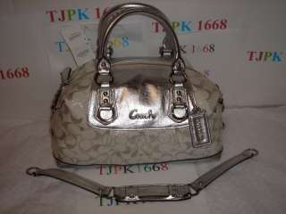 NWT Coach~Silver~Ashley Signature Lurex Satchel Handbag 15804  