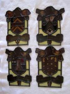 RARE MAGNIFICENT ANTIQUE STAINED GLASS COATS OF ARMS  
