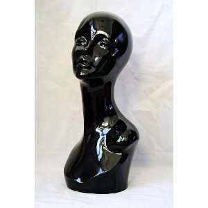  Manikin Female Shiny Black Mannequin Head for Display Cap 