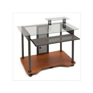  Compi Desk in Pewter and Teak Finish with Clear Glass by 