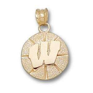  Wisconsin Badgers Solid 14K Gold W Basketball 1/2 