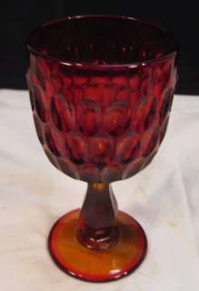 FENTON COLONIAL THUMBPRINT RUBY AMBERINA WATER GOBLET  