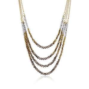   Cole New York Modern Mixed Metallic Cherry Bead Frontal Necklace