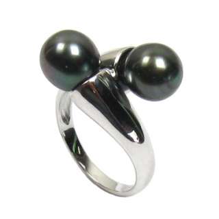 Gorgeous 100% authentic fine quality Tahitian black pearl ring in 925 