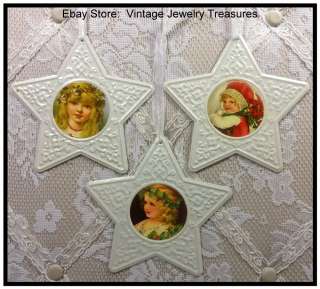   Style Lot 3 Glitter Tin Star Christmas Tree Ornaments~Children  