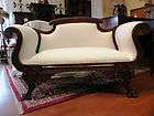 Second Empire Settee – Elegant mahogany scroll arm sett