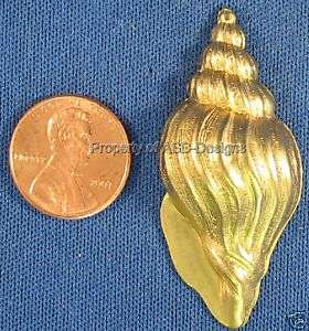 6pc Raw Brass Nautical Conch Snail Shell Finding 5431  