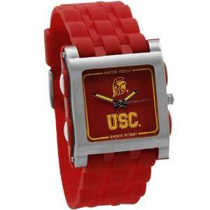 USC Trojans Cardinal Mens Square Stainless Steel Face Analog Sports 