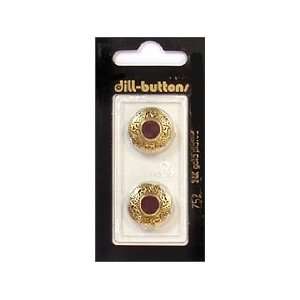 Dill Buttons 18mm Shank Enamel Wine/Gold 2 pc (6 Pack)  