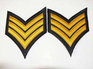 Sergeant Police Security 2 Yellow Black Chevron Patches  