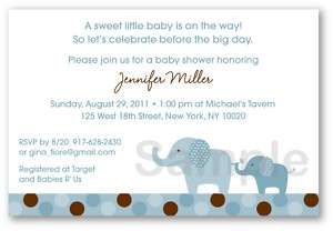 Mod Blue Elephant Baby Shower Invitation Print Your Own  