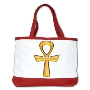  Shoulder Bag Purse (2 Sided) Red Egyptian Gold Ankh 