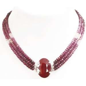 Beautiful Handcrafted Natural Faceted Shaded Ruby Beaded Necklace with 