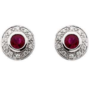  61531 14K Solid White Gold Pair Ruby & Genuine Authentic 