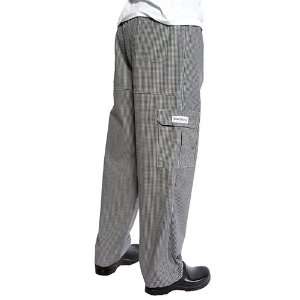 Chef Works CPSC 000 Black and White Small Check J54 Cargo Pants, Size 