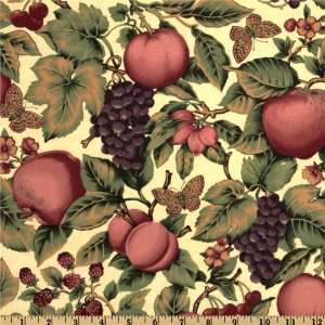  44 Wide Cranston Village Fruit Red/Ivory Fabric By The 