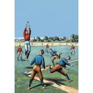  Vintage Art Leaping Catch on the Baseball Diamond   04194 