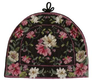 Wool Needlepoint Embroidered Tea Cosy Cozy Gift $100 English Rose 