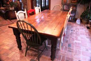   ENGLISH FARM HOUSE TABLE RECLAIMED OLD COTTON MILL WOOD W CHAIRS