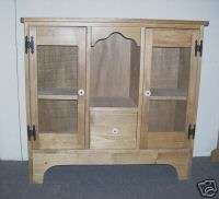 Handcrafted Pine Buffet Cupboard Screen Door Cabinet Wh  