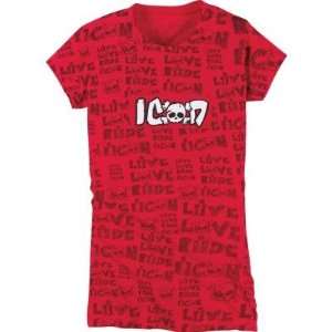  ICON WOMENS CROSSBONES RACER TEE RED MD Automotive