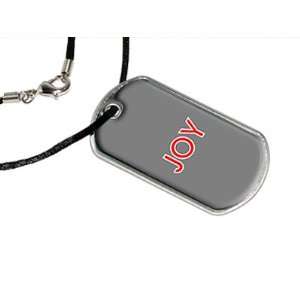  Joy   Military Dog Tag Black Satin Cord Necklace 