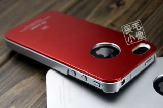   Red Metal Aluminum/Chrome Hard Back Case+Free Film For iPhone 4 4G 4S