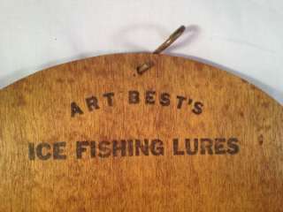 Vintage~Antique~ICE Fishing~Lures~Wooden Sign~Display Stand Board 