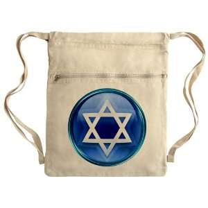   Bag Sack Pack Khaki Blue Star of David Jewish 
