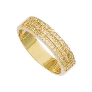   Gold Plated Clear Cubic Zirconia Wedding Band Ring   Size 8 Jewelry