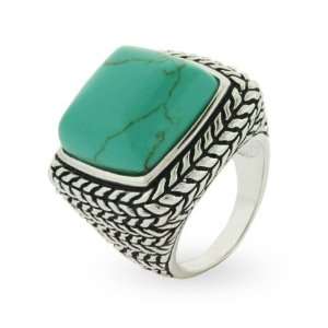 Sterling Silver Bali Style Large Turquoise Ring Size 9 (Sizes 6 7 8 9 