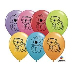  (25) Cuddly Kitten & Puppy 11 Latex Balloons Qualatex 