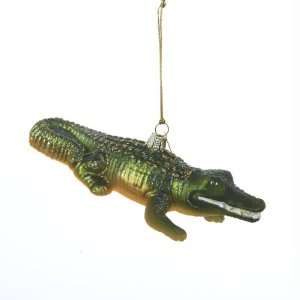 Pack of 8 Noble Gems Blown Glass Alligator Reptile Christmas Ornaments 