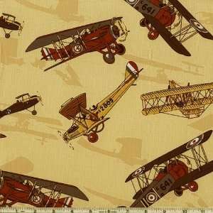  45 Wide Vintage Airplanes Beige Fabric By The Yard Arts 