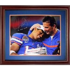 Autographed Chris Leak Picture   BCS Meyer Deluxe Framed 16x20 w/ 06 