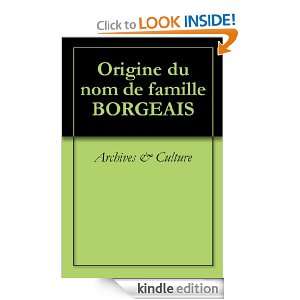 Origine du nom de famille BORGEAIS (Oeuvres courtes) (French Edition 