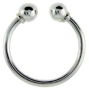  Sterling Silver Horseshoe Type Screwball Key Ring, 1 1/4 