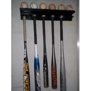  Wood Baseball Full Size Bat Rack up to 11 Bats 6 Balls Black Custom 
