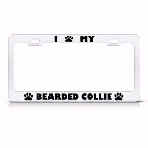 Bearded Collie Dog White Animal Metal license plate frame Tag Holder