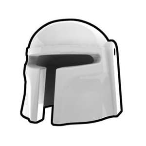  White Mando Helmet   LEGO Compatible Minifigure Piece 