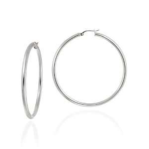   Sterling Silver Tarnish Free 3x50 Polished Click Top Hoop Earrings