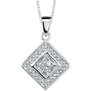   Shaped Dangle pendant With bezel Set Princess cut CZ Peora Jewelry