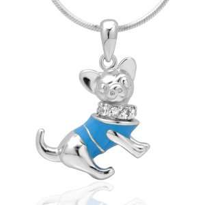 Sterling Silver CZ Cubic Zirconia Diamond Accent Cute Chihuahua Dog 