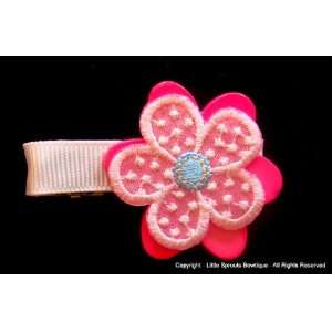  Jumbo Pink Flower Button with Pink Flower Applique 