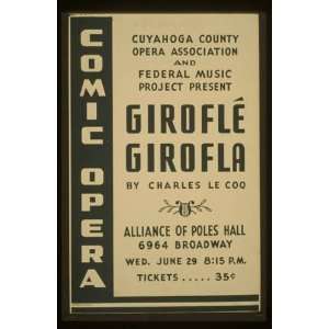 WPA Poster Cuyahoga County Opera Association and Federal Music Project 