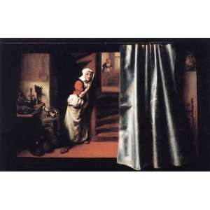   32 x 20 inches   Eavesdropper with a Scolding Woman