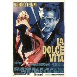 Movie Posters 26.25W by 37.5H  La Dolce Vita CANVAS Edge #5 3/4 