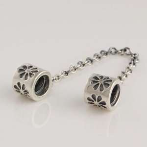  925 Sterling Silver Daisy Safety Chain Clasp Stopper for 