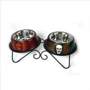  Scroll Double Diner Dog Bowl Stand 24oz