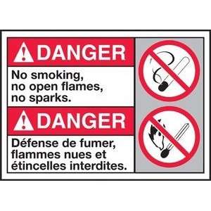 DANGER NO SMOKING NO OPEN FLAMES NO SPARKS (W/GRAPHIC) Sign   10 x 14 